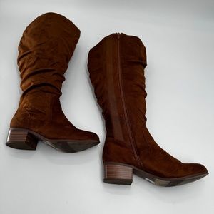 Lane Bryant Slouch Tall Boots | Color Cognac | Faux Suede | 9.5 EW